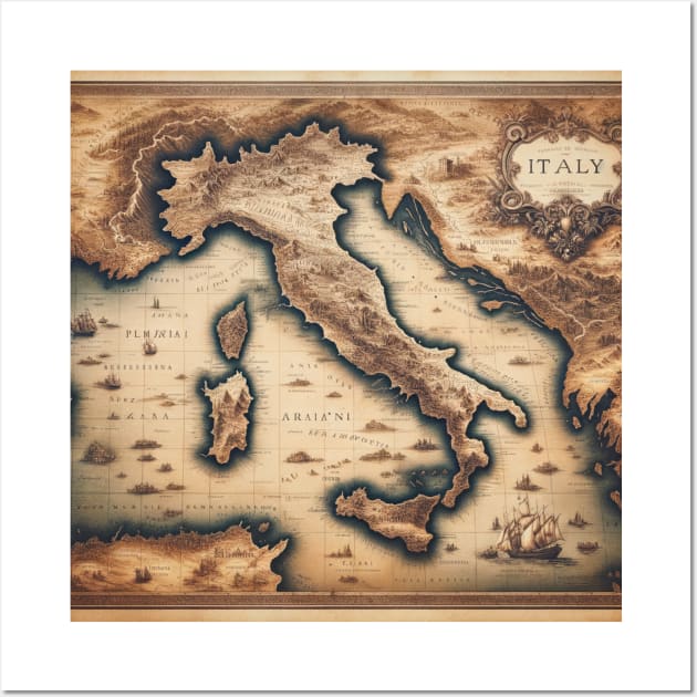 Italy Antique Map Wall Art by Gear 4 U